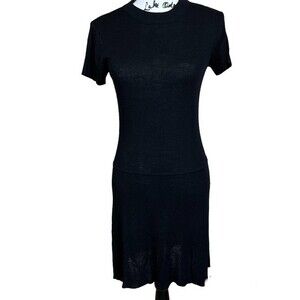 DKNY black dress women  A-line short sleeve size P (XS) wool blend